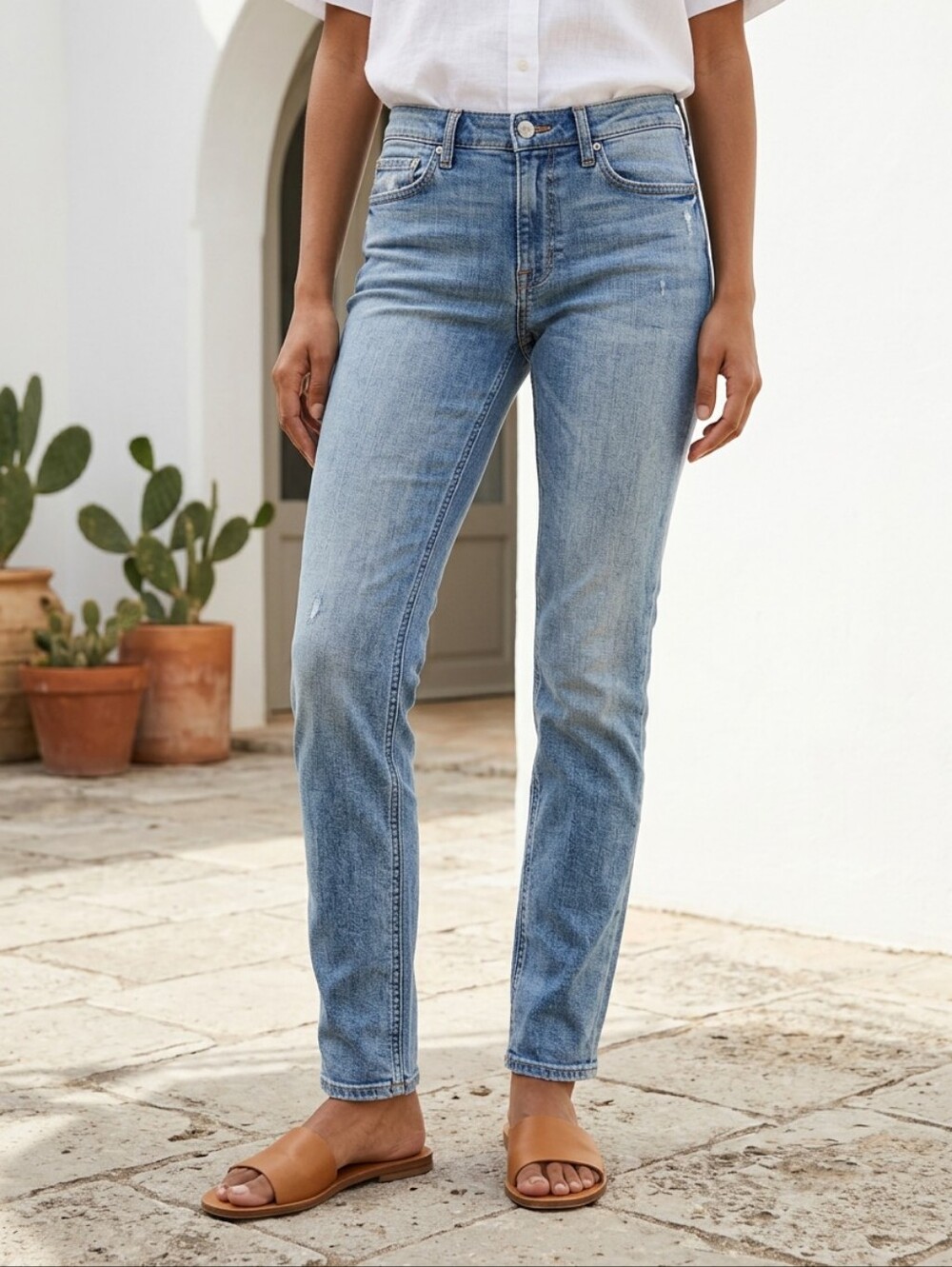 J.Crew Matchstick Jeans 25 Cloud Nine Wash Distressed Straight Leg Denim Y2K
